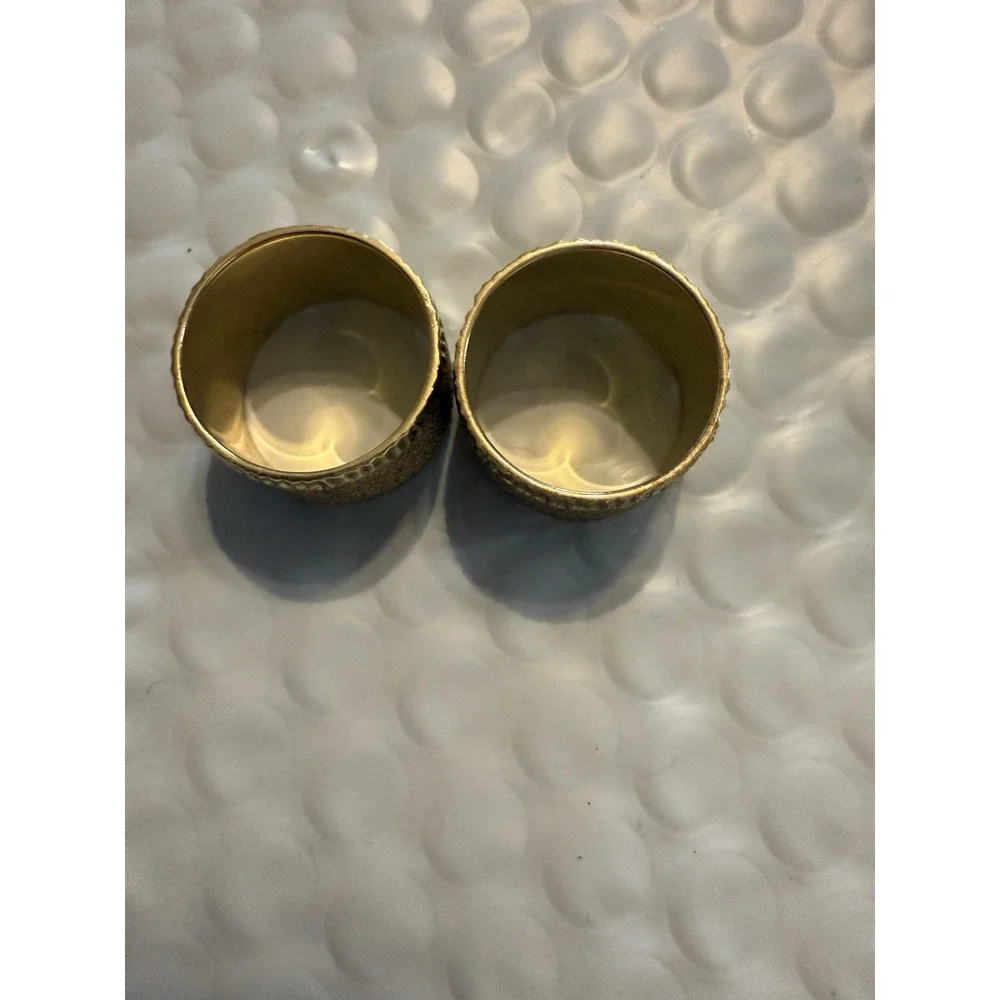 Vtg Milor Italy 925 Vermeil Textured Wide Sterling‎ Cuff Rings Pair 23.4g